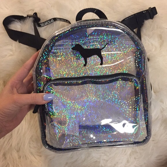 VS PINK Iridescent/Hologram Clear Mini Backpack - Picture 2 of 8